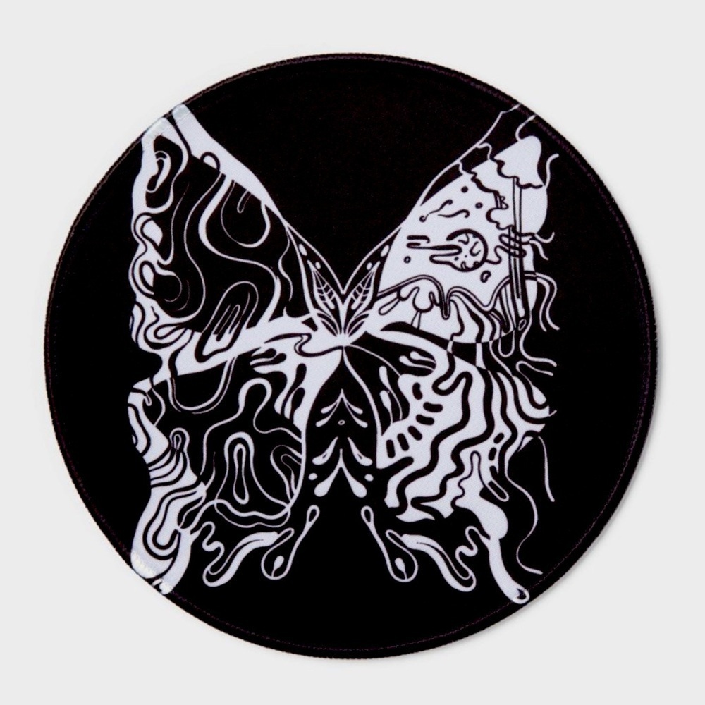 3/$13 Heyday- Black and White 3-D Butterfly Round Mouse Pad.